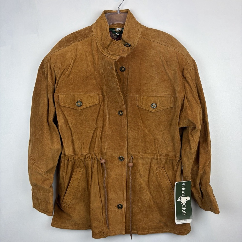 Vintage Suede Jacket 90's Womens Large Cottage Core Brown Western Boho Fall